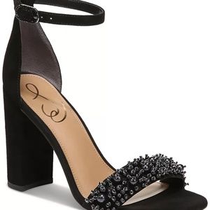 SOLD - NWT Sam Edelman Yaro Perla Black Suede Beaded High Heel Shoes Size 8